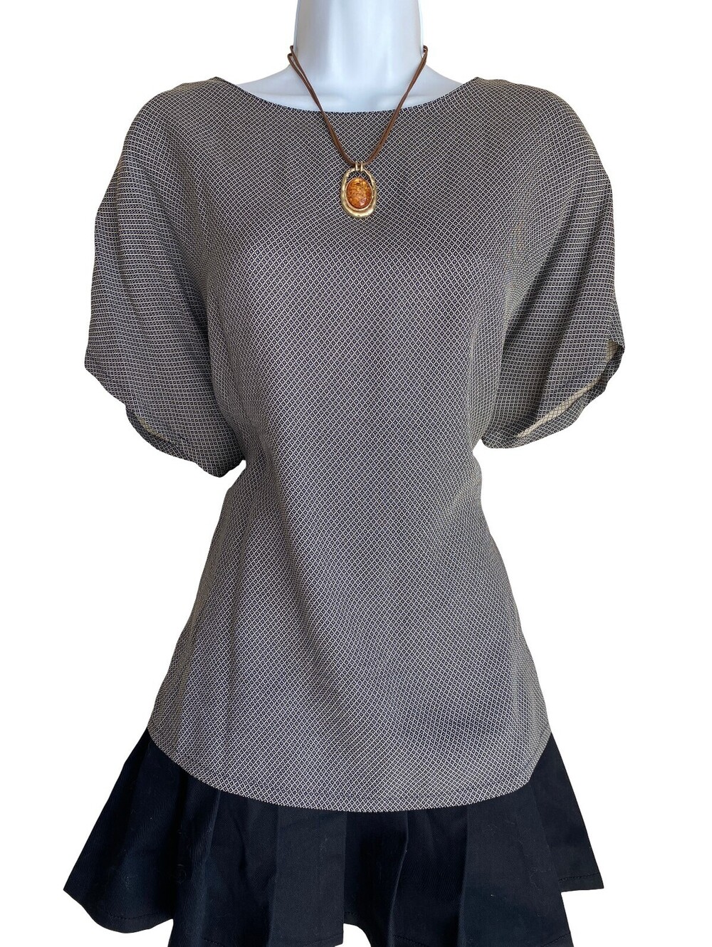 Vintage Talbots Plus 16 Gray Textured Tunic Blouse Relaxed Fit Whimsigoth Goth